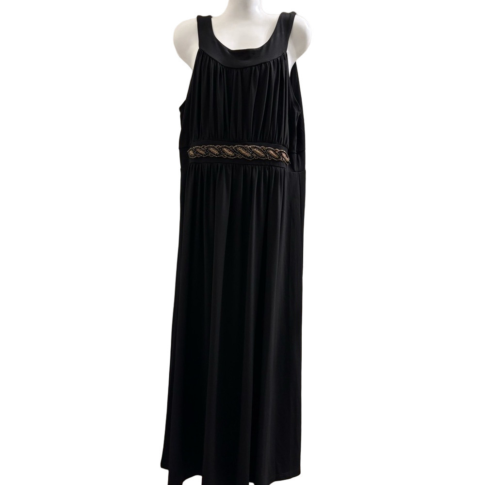 Haani Black Maxi Dress with Gold Accents